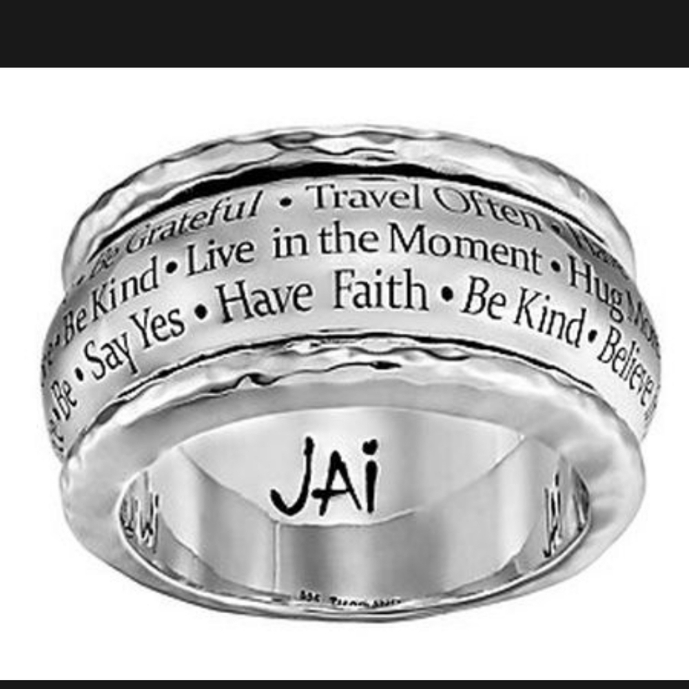 Jai sterling silver "I love" spinner ring sz 9